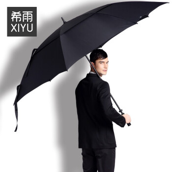 希雨超大型傘男長柄傘厚い印LOGOカマム広告傘二重补强雨風対策三人が車載傘でお迎えします。