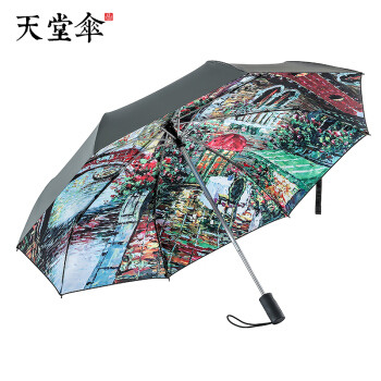 天堂伞は自分で开けてから安全自动伞を受け取る。三つ折りの黒いゴムは紫外線防止と雨兼用の傘の日傘パリソルの小さい黒い傘を使います。