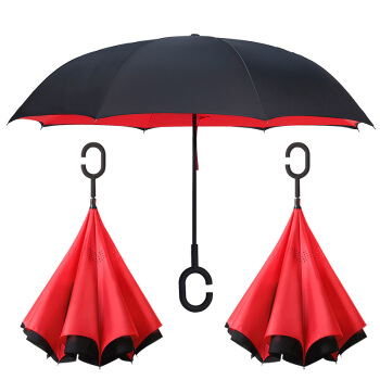 清洁な伞の逆伞の二重の超强防雨、日烧け止めフレイプの柄ペア晴雨兼用伞Y-9339赤