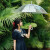 米波迪（Meebordi）男女の長柄透明ストレード透明ファンシーアイデア晴雨兼用傘シンプで純色の傘-白柄