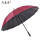 黒いゴム長柄の傘は赤いです。